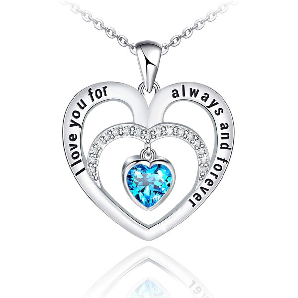 Heart Necklace Sterling Silver I Love You for Always and Forever Necklace Jewelry