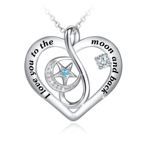 Heart Necklace Sterling Silver 18k Moon Heart Pendant