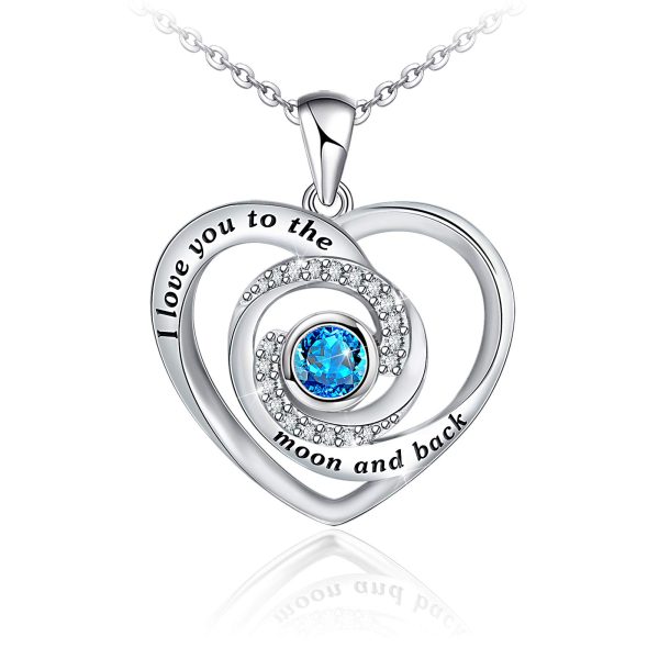 Heart Necklace Sterling Silver I Love You to The Moon and Back Necklace Jewelry