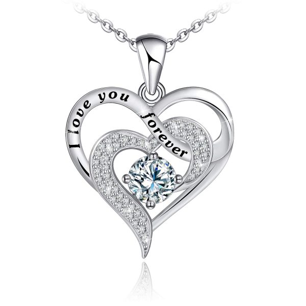 Heart Necklace Sterling Sliver I Love You Forever Necklace