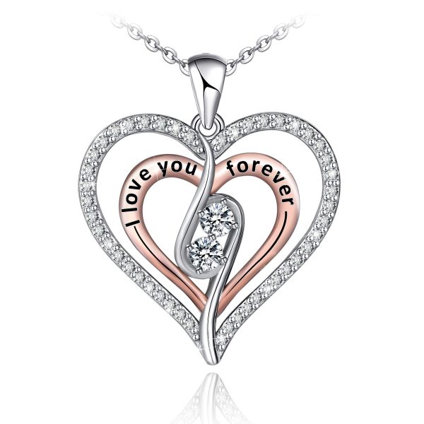 I Love You Forever Necklace Sterling Silver Heart Pendant Necklace