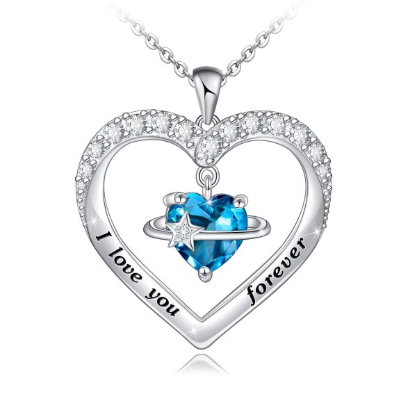 Heart Necklace Sterling Silver 18k Moon Heart Pendant