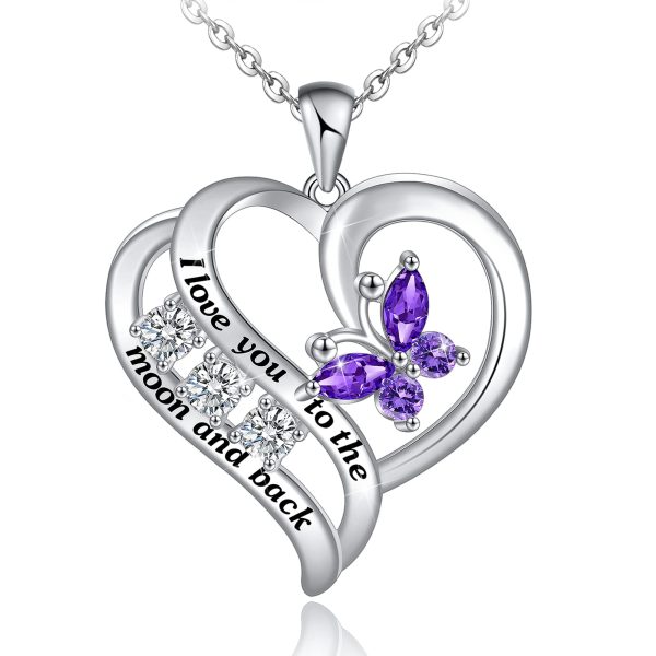 Heart Necklace Sterling Silver 18k Moon Heart Pendant