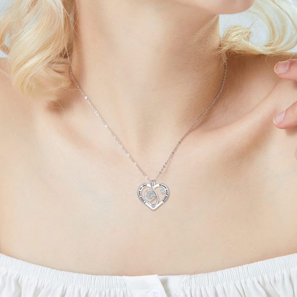 Heart Necklace Sterling Silver 18k Moon Heart Pendant - Image 2