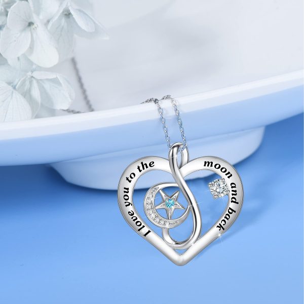 Heart Necklace Sterling Silver 18k Moon Heart Pendant - Image 3