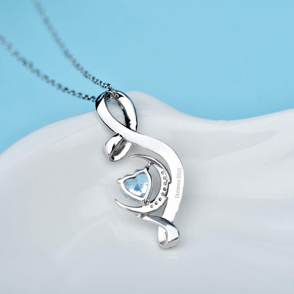 I Love You to The Moon and Back Necklace Sterling Silver Birthstone Heart Pendant - Image 6