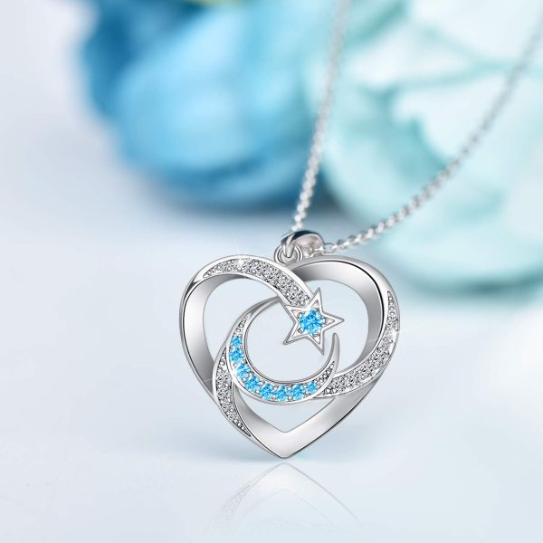 Heart Necklace Sterling Silver 18k Moon Heart Pendant - Image 4