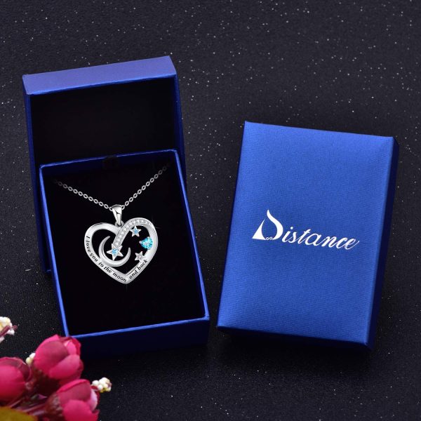 I Love You to The Moon and Back Necklace Sterling Silver Heart Pendant Necklace - Image 5