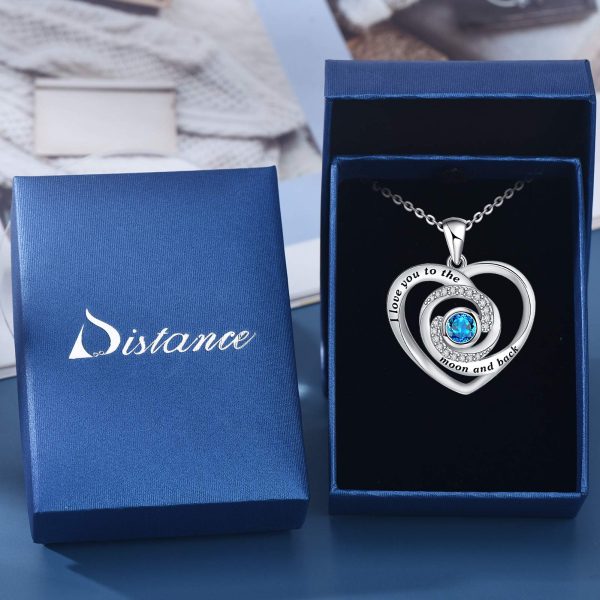 Heart Necklace Sterling Silver I Love You to The Moon and Back Necklace Jewelry - Image 6