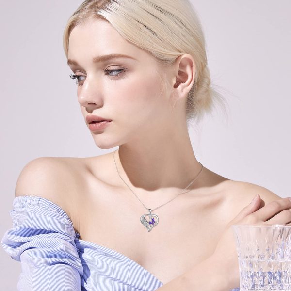 Heart Necklace Sterling Silver 18k Moon Heart Pendant - Image 2