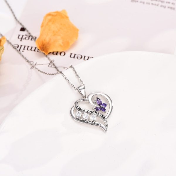 Heart Necklace Sterling Silver 18k Moon Heart Pendant - Image 3