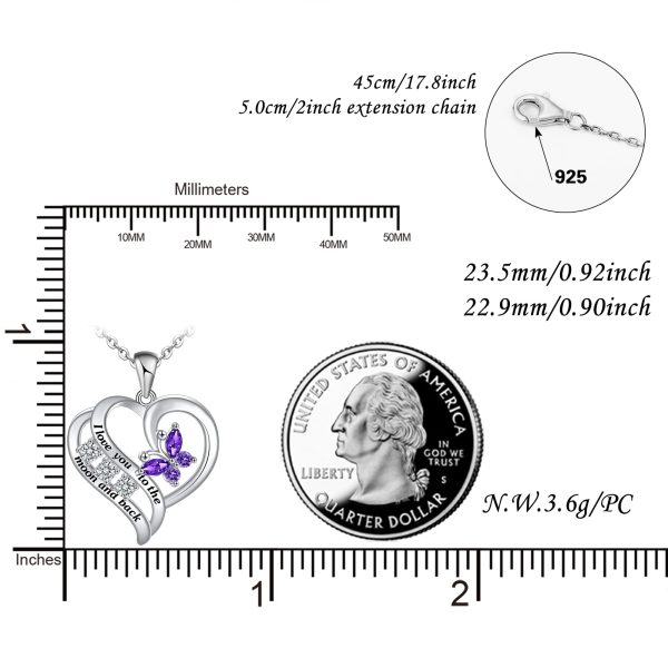Heart Necklace Sterling Silver 18k Moon Heart Pendant - Image 5