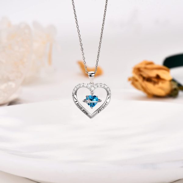 Heart Necklace Sterling Silver 18k Moon Heart Pendant - Image 4