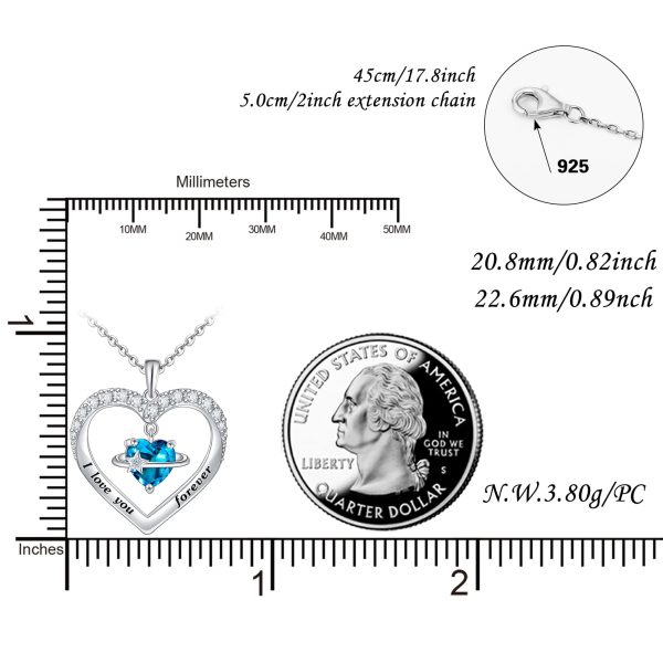 Heart Necklace Sterling Silver 18k Moon Heart Pendant - Image 5