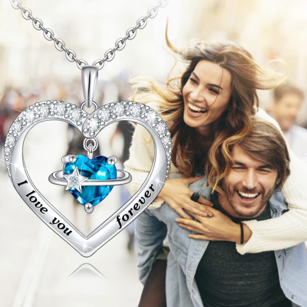 Heart Necklace Sterling Silver 18k Moon Heart Pendant - Image 7