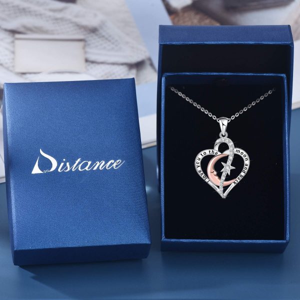 Heart Necklace Sterling Silver 18k Moon Heart Pendant - Image 6