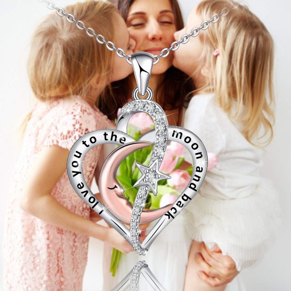 Heart Necklace Sterling Silver 18k Moon Heart Pendant - Image 7