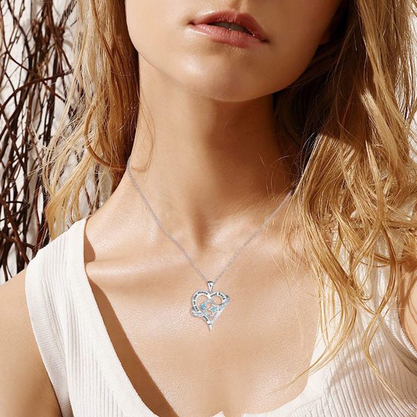 Heart Necklace Sterling Silver Moon Star Necklace Engraved I Love You to The Moon and Back Valentine's Necklace - Image 5